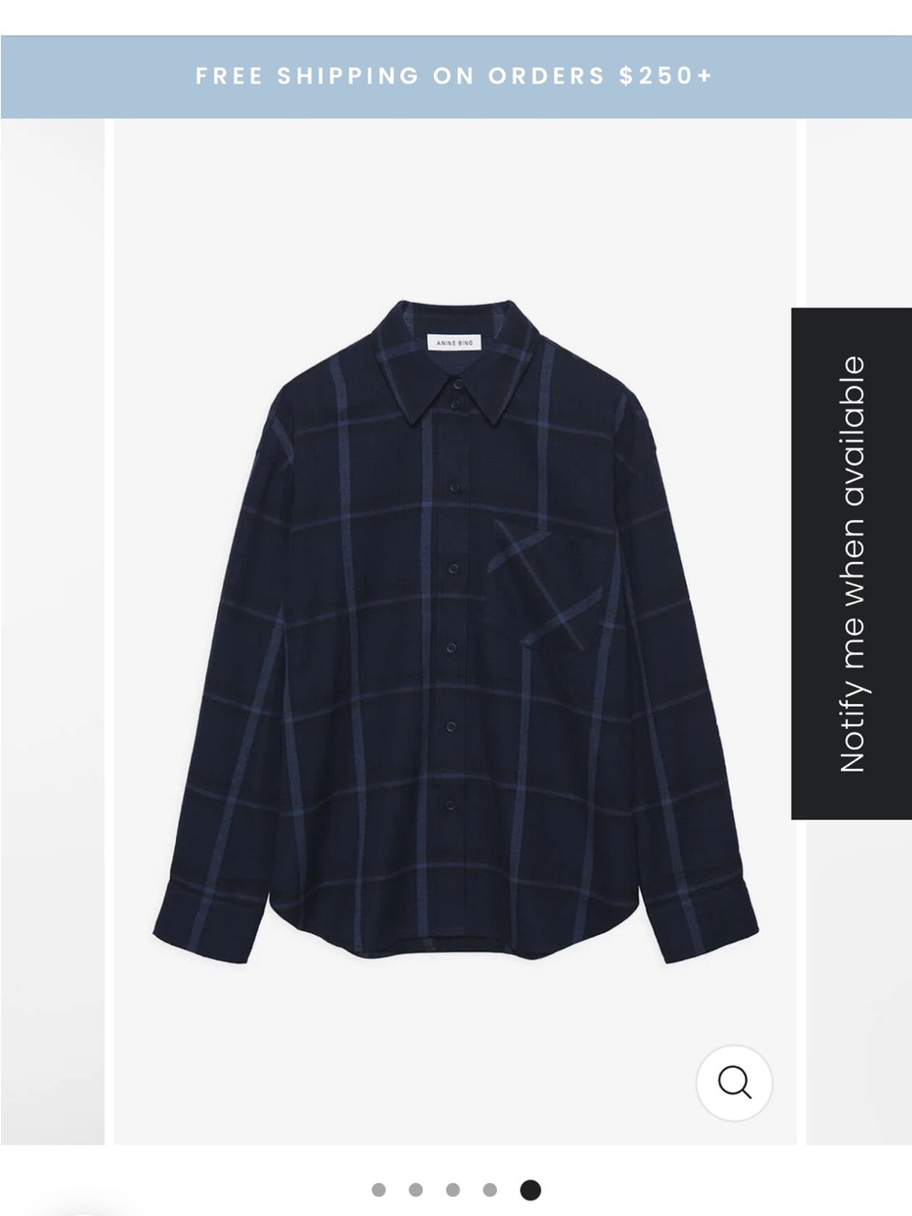 ANINE BING Men's Navy Windowpane Button-Down Shirt